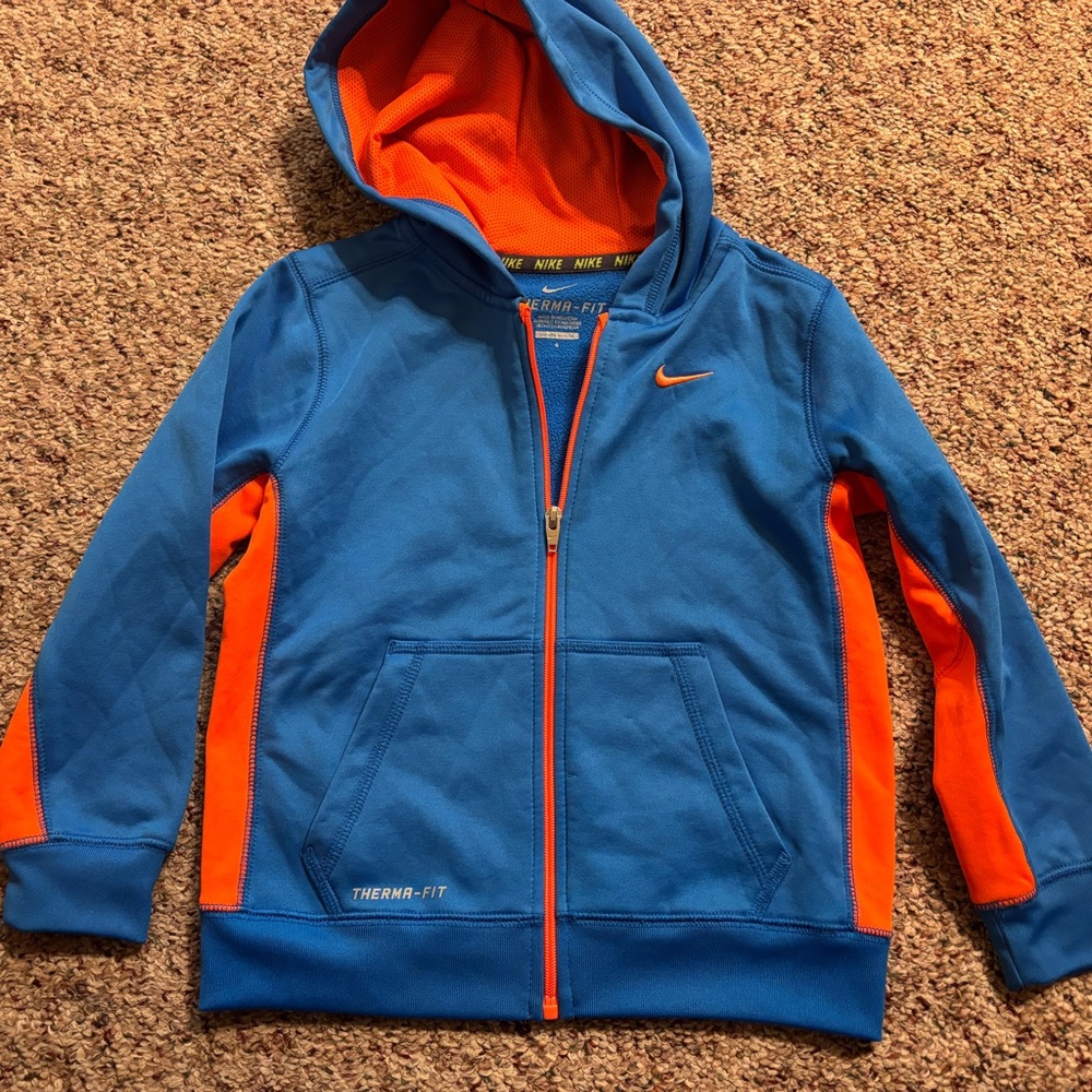 Nike Kids Blue and Orange zip up Hoodie jacket